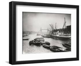 View of the Busy Thames Looking Towards Tower Bridge, London, C1920-null-Framed Photographic Print