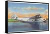 View of the California Clipper Plane - San Francisco, CA-Lantern Press-Framed Stretched Canvas