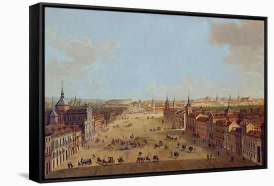 View of the Calle de Alcalá, Madrid', 1754, Oil on canvas, 81 x 139 cm-ANTONIO JOLI-Framed Stretched Canvas