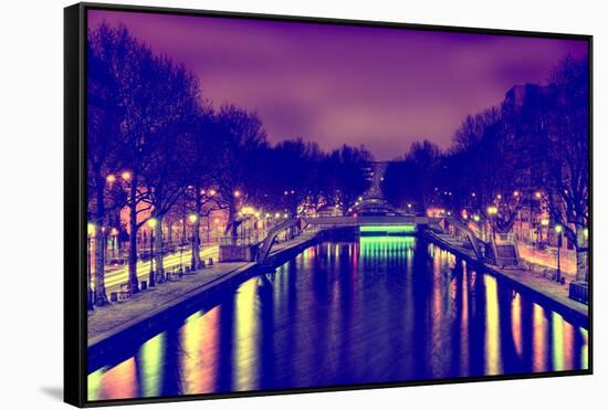View of the Canal Saint-Martin - Paris - France-Philippe Hugonnard-Framed Stretched Canvas