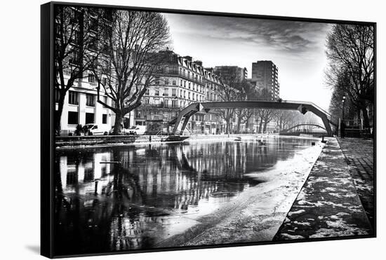 View of the Canal Saint-Martin - Winter -  Paris - France-Philippe Hugonnard-Framed Stretched Canvas