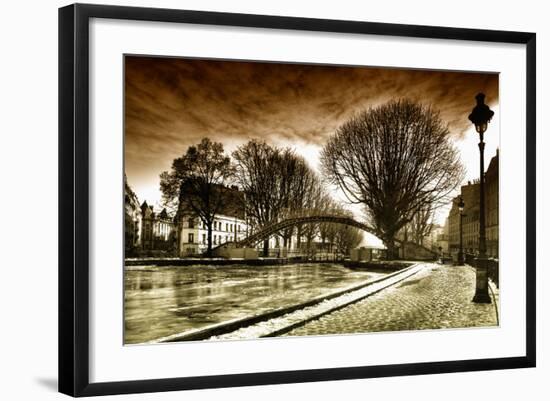 View of the Canal Saint-Martin - Winter -  Paris - France-Philippe Hugonnard-Framed Photographic Print