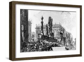 View of the Capitoline Hill, from the 'Views of Rome' Series, C.1760-Giovanni Battista Piranesi-Framed Giclee Print