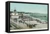 View of the Casino, Beach, and Pier - Santa Cruz, CA-Lantern Press-Framed Stretched Canvas