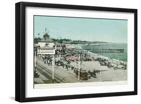 View of the Casino, Beach, and Pier - Santa Cruz, CA-Lantern Press-Framed Art Print