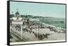 View of the Casino, Beach, and Pier - Santa Cruz, CA-Lantern Press-Framed Stretched Canvas
