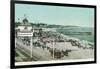 View of the Casino, Beach, and Pier - Santa Cruz, CA-Lantern Press-Framed Art Print