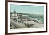 View of the Casino, Beach, and Pier - Santa Cruz, CA-Lantern Press-Framed Premium Giclee Print