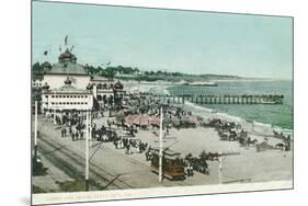 View of the Casino, Beach, and Pier - Santa Cruz, CA-Lantern Press-Mounted Premium Giclee Print