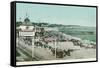 View of the Casino, Beach, and Pier - Santa Cruz, CA-Lantern Press-Framed Stretched Canvas