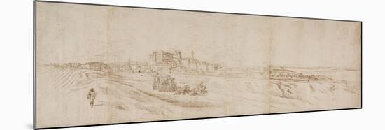 View of the Castello Bracciano, Near Rome with Coach and Figures-Jacques Callot-Mounted Giclee Print