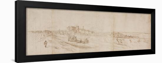 View of the Castello Bracciano, Near Rome with Coach and Figures-Jacques Callot-Framed Giclee Print