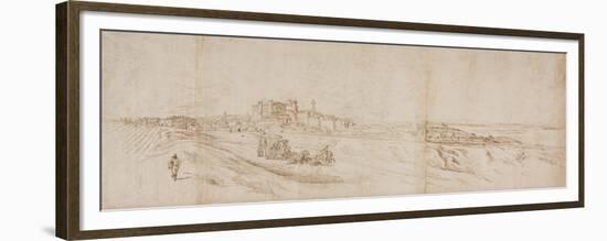 View of the Castello Bracciano, Near Rome with Coach and Figures-Jacques Callot-Framed Premium Giclee Print