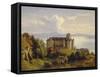 View of the Castle in Meersburg and the Lake Constance-Josef Moosbrugger-Framed Stretched Canvas