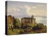 View of the Castle in Meersburg and the Lake Constance-Josef Moosbrugger-Stretched Canvas