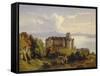 View of the Castle in Meersburg and the Lake Constance-Josef Moosbrugger-Framed Stretched Canvas