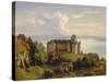 View of the Castle in Meersburg and the Lake Constance-Josef Moosbrugger-Stretched Canvas