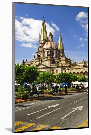 View of the Cathedral from Zocalo in Historic Center in Guadalajara, Jalisco, Mexico-elenathewise-Mounted Photographic Print