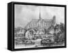 View of the Cathedral of Notre Dame, Amiens, from Pont Dudon-Eugene Balan-Framed Stretched Canvas