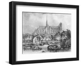 View of the Cathedral of Notre Dame, Amiens, from Pont Dudon-Eugene Balan-Framed Giclee Print