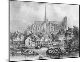 View of the Cathedral of Notre Dame, Amiens, from Pont Dudon-Eugene Balan-Mounted Giclee Print