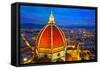 View of the Cathedral Santa Maria Del Fiore at Dusk. Florence, Italy-silver-john-Framed Stretched Canvas