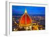 View of the Cathedral Santa Maria Del Fiore at Dusk. Florence, Italy-silver-john-Framed Photographic Print