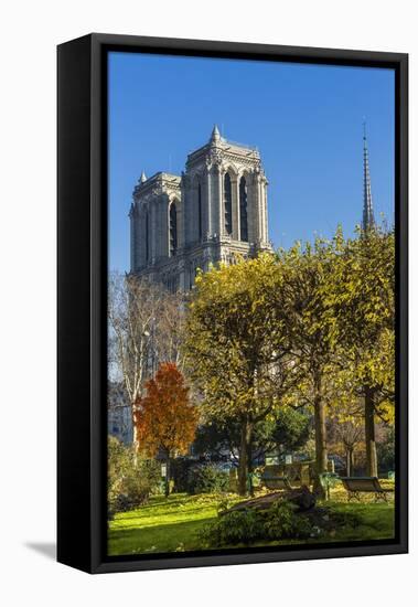 View of the Cathedrale (Cathedral) De Notre Dame from Place (Square) Rena Viviani in Autumn-Massimo Borchi-Framed Stretched Canvas