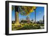 View of the Cathedrale (Cathedral) De Notre Dame from Place (Square) Rene Viviani in Autumn-Massimo Borchi-Framed Photographic Print