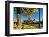 View of the Cathedrale (Cathedral) De Notre Dame from Place (Square) Rene Viviani in Autumn-Massimo Borchi-Framed Photographic Print