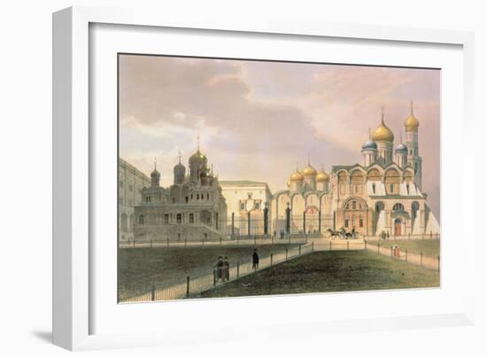 View of the Cathedrals in the Moscow Kremlin, Printed by Lemercier, Paris, 1840S-Louis Jules Arnout-Framed Giclee Print