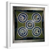 View of the Ceiling with Roundels Representing the Holy Spirit and the Four Cardinal Virtues, 1460s-Luca Della Robbia-Framed Giclee Print