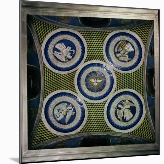 View of the Ceiling with Roundels Representing the Holy Spirit and the Four Cardinal Virtues, 1460s-Luca Della Robbia-Mounted Giclee Print