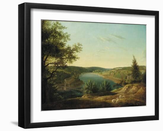 View of the Chain Bridge and Falls of the Schuylkill, Five Miles from Philadelphia-Thomas Birch-Framed Giclee Print