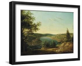 View of the Chain Bridge and Falls of the Schuylkill, Five Miles from Philadelphia-Thomas Birch-Framed Giclee Print