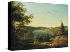 View of the Chain Bridge and Falls of the Schuylkill, Five Miles from Philadelphia-Thomas Birch-Stretched Canvas