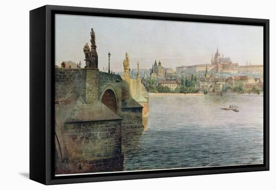 View of the Charles Bridge from Krizovnicka Namesti, from 'stara Praha-Vaclav Jansa-Framed Stretched Canvas