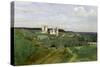 View of the Chateau de Pierrefonds, circa 1840-45-Jean-Baptiste-Camille Corot-Stretched Canvas