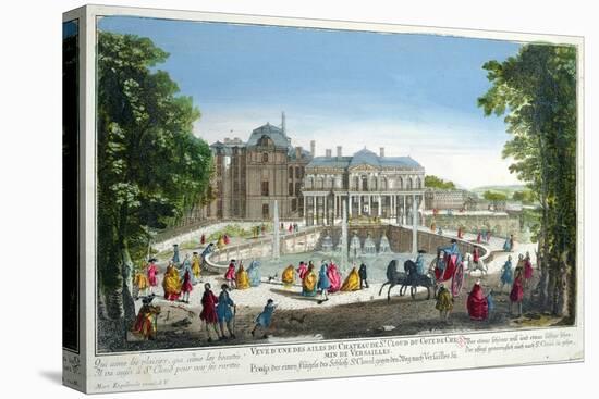 View of the Chateau de Saint-Cloud Near Versailles, Mid 18th Century-Martin Engelbrecht-Stretched Canvas
