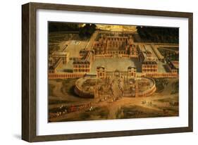 View of the Chateau, Gardens and Park of Versailles from the Avenue De Paris-Pierre Patel-Framed Giclee Print