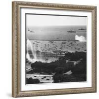 View of the Chicago Harbor, During the Arrival of Queen Elizabeth Ii and Philip-null-Framed Photographic Print