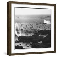 View of the Chicago Harbor, During the Arrival of Queen Elizabeth Ii and Philip-null-Framed Photographic Print