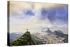 View of the Christ Statue, Sugar Loaf and Guanabara Bay. Rio De Janeiro, Brazil, South America-Alex Robinson-Stretched Canvas