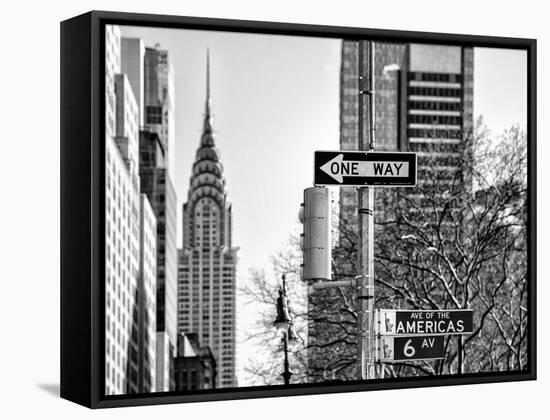 View of The Chrysler Building and Avenue of the Americas Sign - Manhattan - New York-Philippe Hugonnard-Framed Stretched Canvas