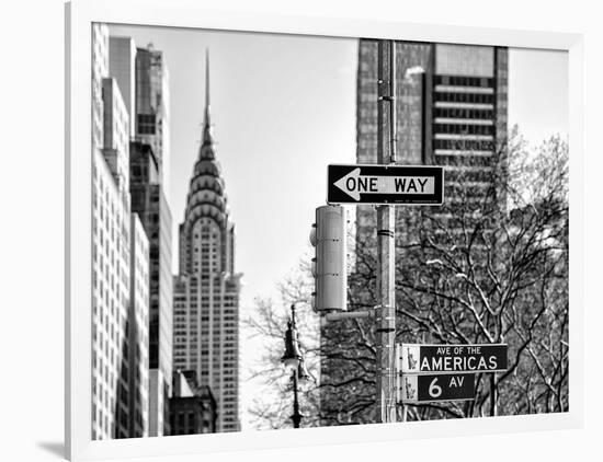 View of The Chrysler Building and Avenue of the Americas Sign - Manhattan - New York-Philippe Hugonnard-Framed Photographic Print