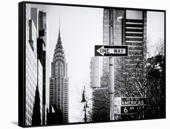 View of The Chrysler Building and Avenue of the Americas Sign - Manhattan - New York-Philippe Hugonnard-Framed Stretched Canvas