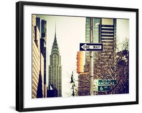 View of The Chrysler Building and Avenue of the Americas Sign - Manhattan - New York-Philippe Hugonnard-Framed Photographic Print