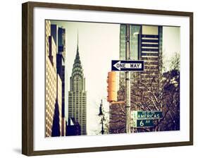 View of The Chrysler Building and Avenue of the Americas Sign - Manhattan - New York-Philippe Hugonnard-Framed Photographic Print