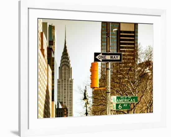 View of The Chrysler Building and Avenue of the Americas Sign - Manhattan - New York-Philippe Hugonnard-Framed Photographic Print