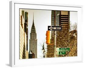 View of The Chrysler Building and Avenue of the Americas Sign - Manhattan - New York-Philippe Hugonnard-Framed Photographic Print